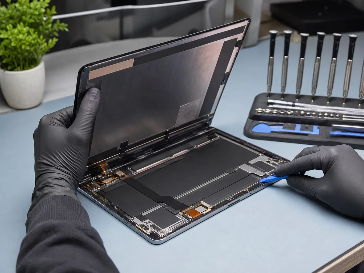 Professional iPad screen replacement in progress